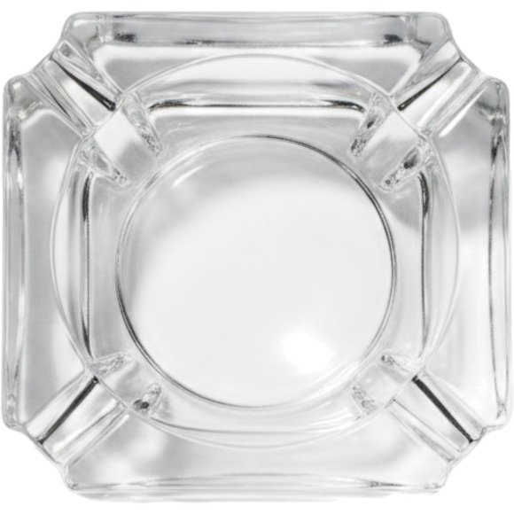 & Other Stories Other - Vintage Ashtray Clear Glass Heavy Square Barware Mid Century Modern Trinket